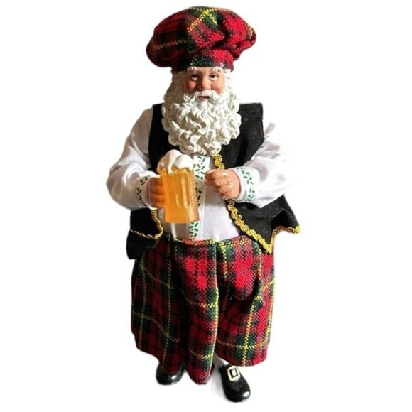Santa Claus Scottish Plaid Kilt Figure with Beer Stein Rare - Picture 1 of 7
